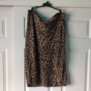 Banana Republic Leopard Print Midi Silky Skirt
